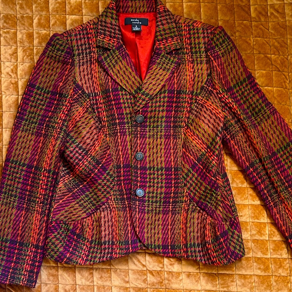 Sandro and Andre plaid blazer jacket women’s size 16